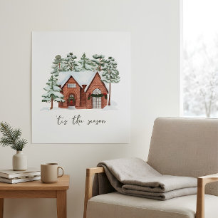 Poster Scandinavie Forêt de Pins d'hiver vacances