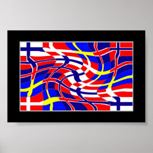 Poster Scandinavy Wavy (drapeaux scandinaves)