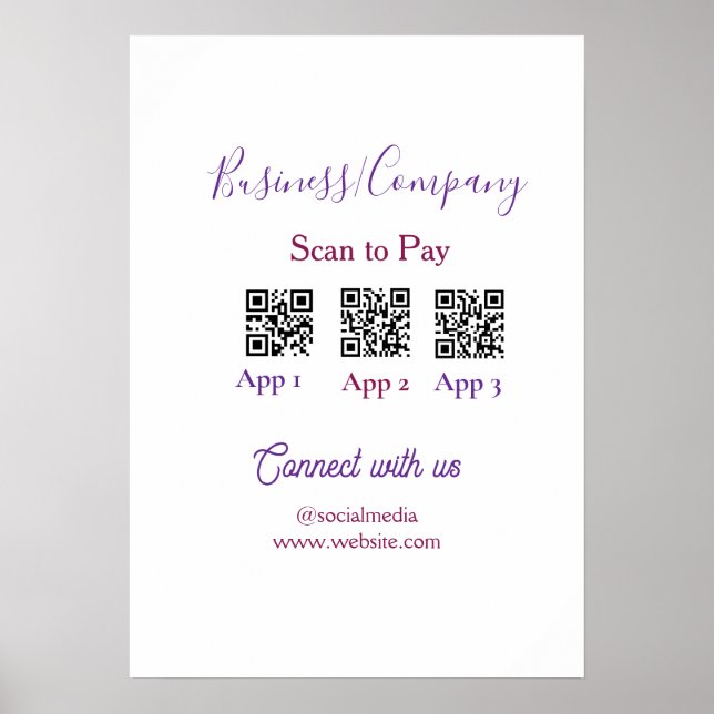 Poster Scanner pour payer le logo de l'entreprise code Q  (Devant)