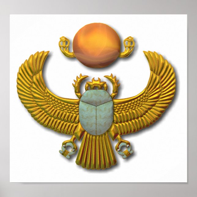 Poster Scarab antique égyptien sacré - Or (Devant)
