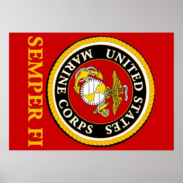 Poster Sceau officiel de la marine américaine - Semper Fi (Devant)