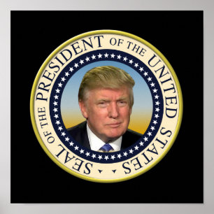 Poster Sceau présidentiel photo du Président Trump