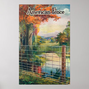 Poster Scène américaine de bord de la route de barrièr