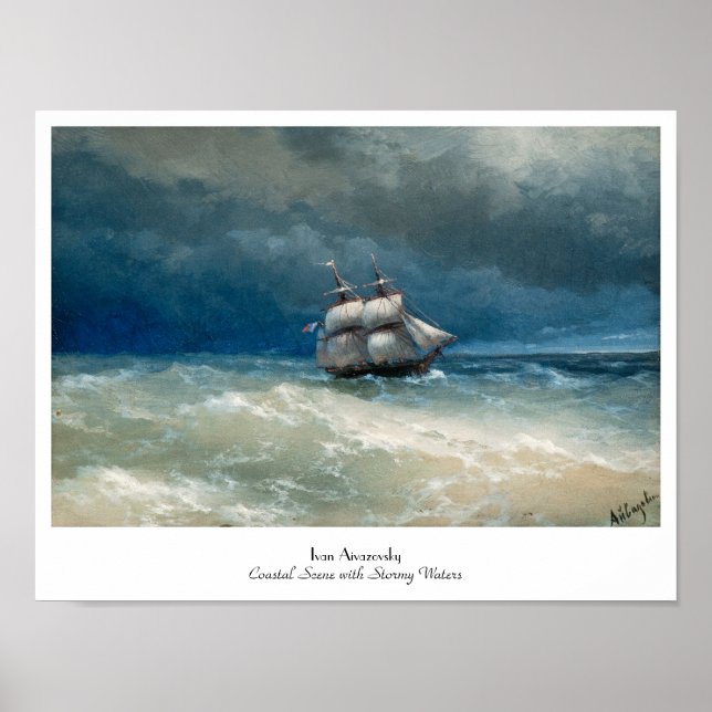 Poster Scène côtière avec eaux pluviales Ivan Aivazovsky (Devant)