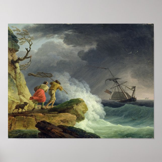 Poster Scène côtière dans une tempête, 1782 (Devant)