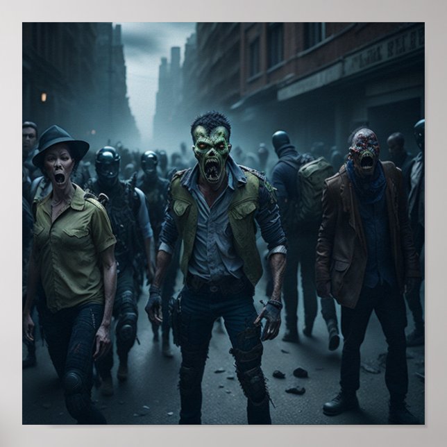 Poster Scène d'apocalypse zombie (Devant)