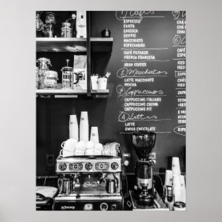 Poster Scène de café avec machine à expresso