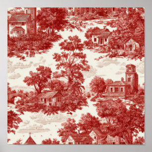 Poster Scène de campagne Toile Rouge (8)