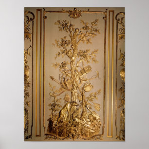 Poster Scène de chasse, boiseries du restaurant