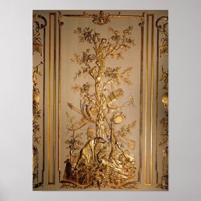 Poster Scène de chasse, boiseries du restaurant (Devant)