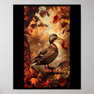 Poster Scène de chasse Mallard Canard Canard Automne Faun