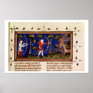 Poster Scène de chasse MMS Fr 12399 f.38, du Livre de