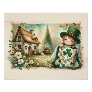 Poster Scène de courtepointe patchwork Cottage Leprechaun