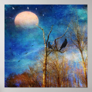 Poster Scène de forêt lunaire