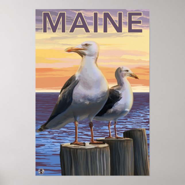 Poster Scène de goélands du Maine (Devant)