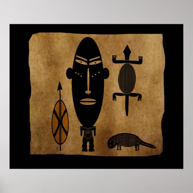 Poster scène de guerrier de tribu africaine (Devant)