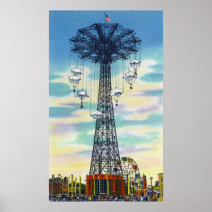 Poster Scène de journée de saut de parachute de parc de