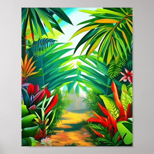 Poster Scène de jungle tropicale (Devant)