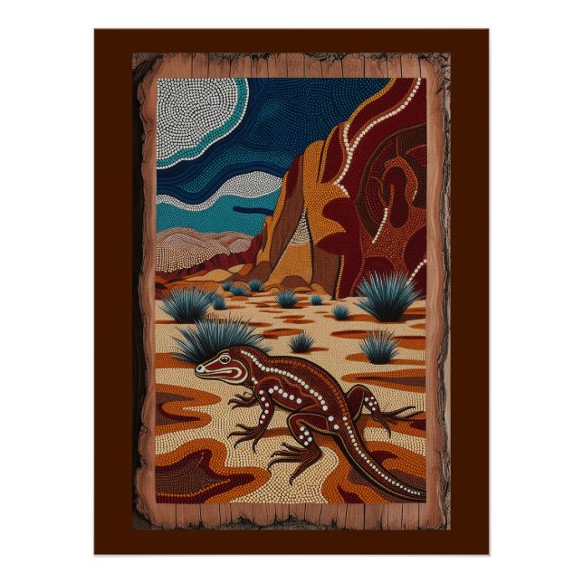 Poster Scène de la faune sauvage australienne de Lizard (Devant)