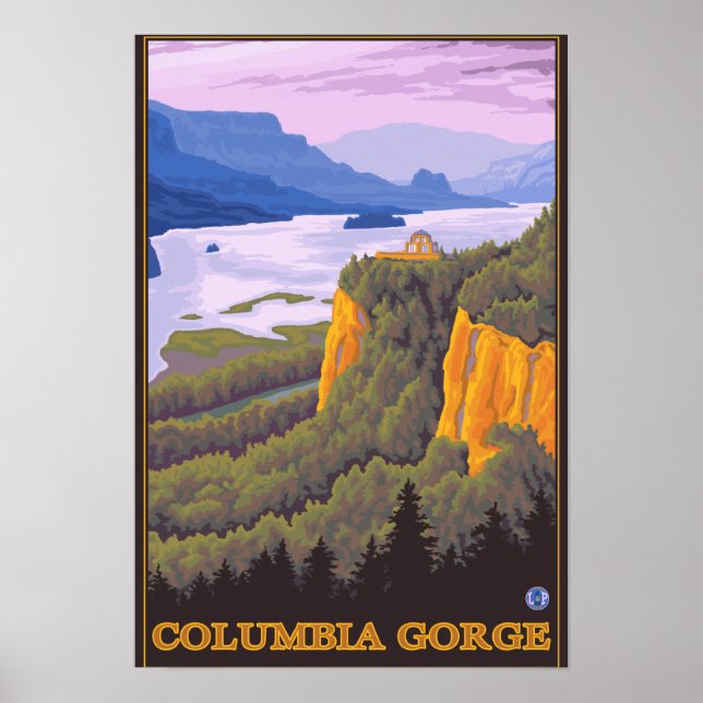 Poster Scène de la gorge de Columbia avec pointe de la Co (Devant)