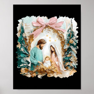 Poster Scène de la Nativité Chrétienne Peinte Prépa Dieu
