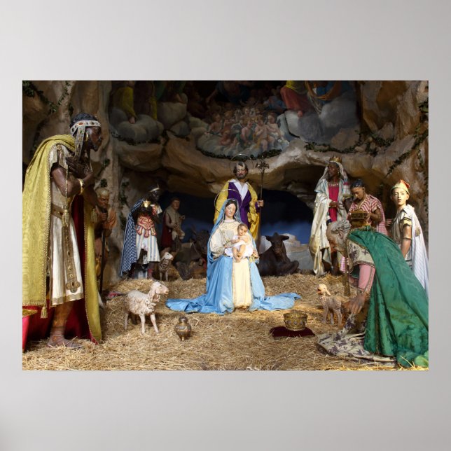 Poster Scène de la Nativité de Noël antique (Devant)