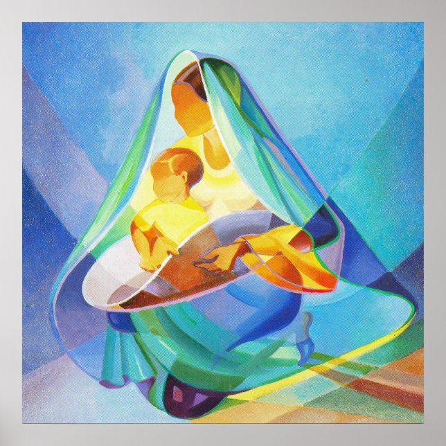 Poster Scène de la nativité orientale, Marie avec Jésus, (Devant)