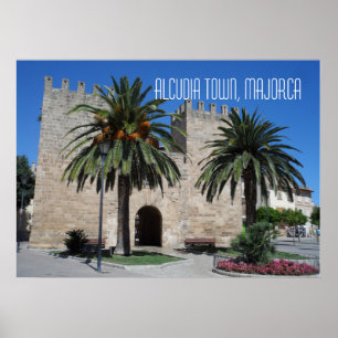 Poster Scène de la vieille ville d'Alcudia Majorque Mallo