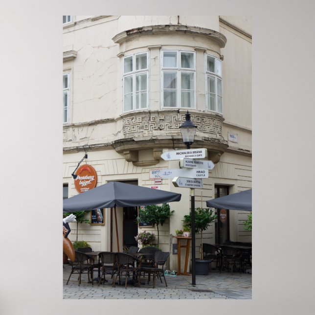 Poster Scène de la vieille ville de Bratislava avec direc (Devant)