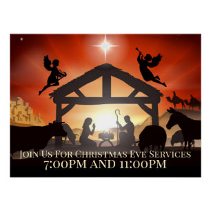 Poster Scène de Nativité personnalisable Noël religieux