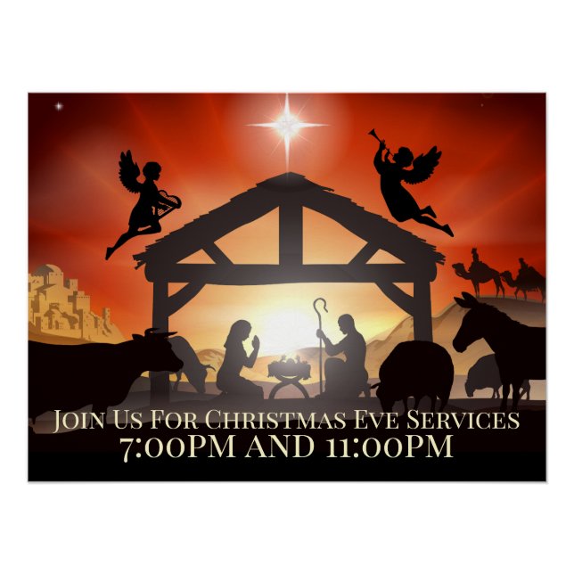 Poster Scène de Nativité personnalisable Noël religieux (Devant)