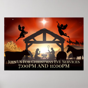 Poster Scène de Nativité personnalisable Noël religieux