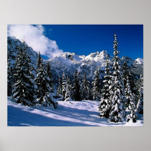 Poster Scène de neige Montagnes d'hiver Imprimer
