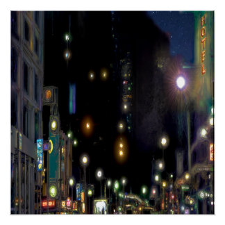 POSTER SCÈNE DE NUIT DE LA RUE DE LA VILLE