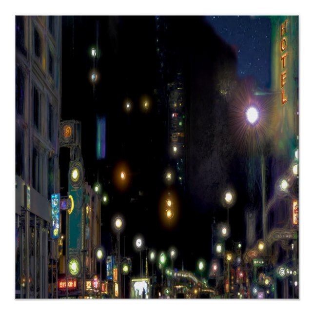 POSTER SCÈNE DE NUIT DE LA RUE DE LA VILLE (Devant)