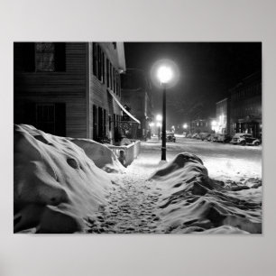 Poster Scène de nuit d'hiver, Woodstock, Vermont