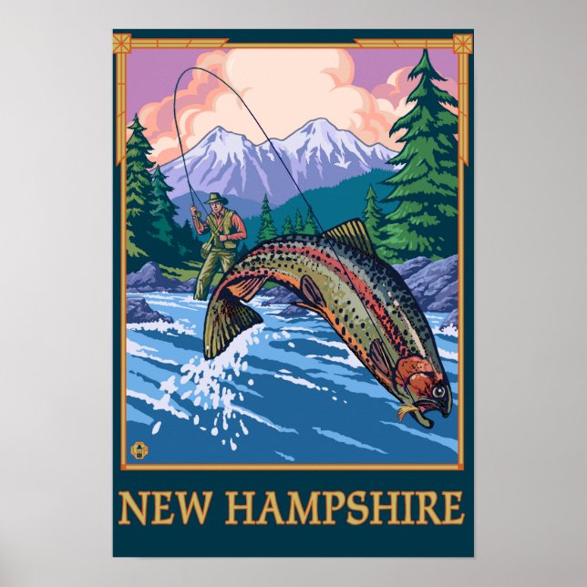 Poster Scène de pêcheurs du New HampshireAngler (Devant)