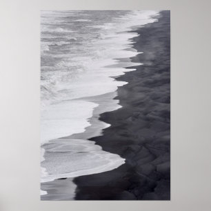 Poster Scène de plage en noir et blanc