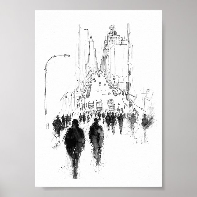 Poster Scène de rue Abstraite (Devant)