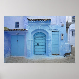 Poster Scène de rue, Chefchaouen (Maroc)