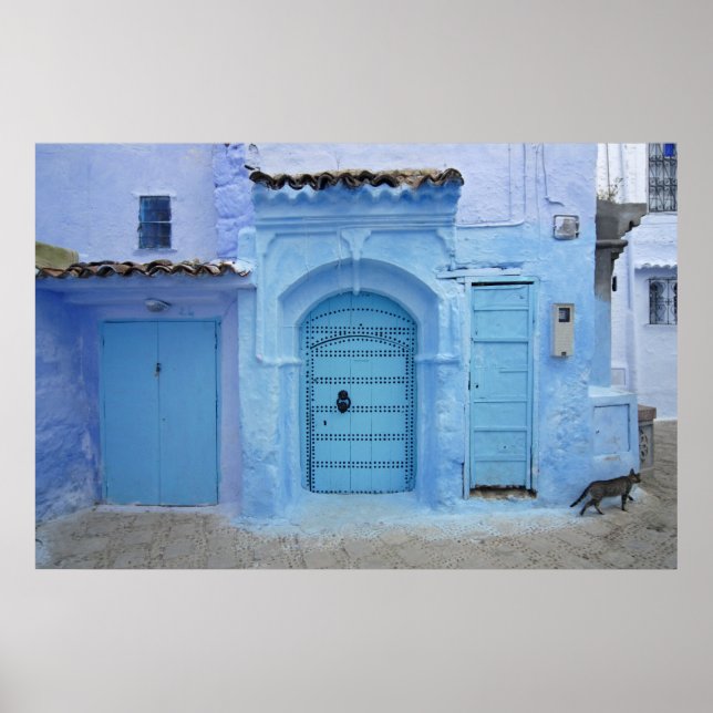 Poster Scène de rue, Chefchaouen (Maroc) (Devant)