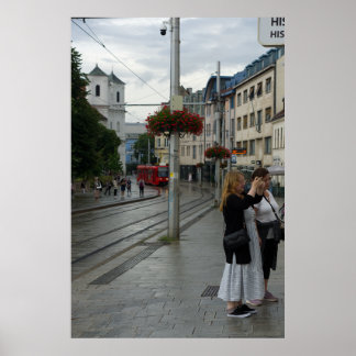 Poster Scène de rue de la cathédrale de Bratislava et tra
