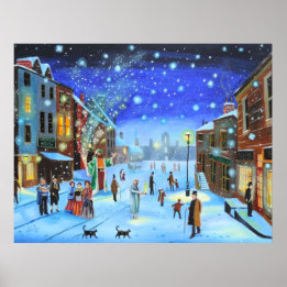 Poster Scène de rue de Noël Carol Scrooge