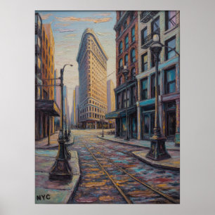 Poster Scène de rue du Flatiron Building à New York avec