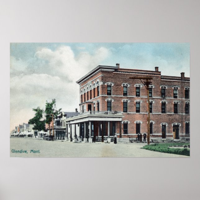 Poster Scène de rue Glendive, MT (Devant)