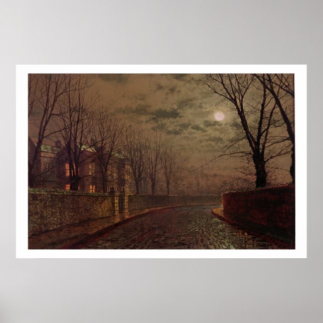Poster Scène de rue Lune, 1882 (huile sur toile) (Devant)
