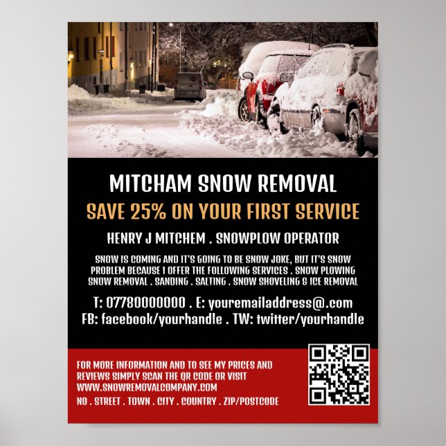 Poster Scène de rue, Snow Removal Company Publicité (Devant)
