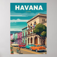 Scène de rue vibrante de La Havane en dessin animé