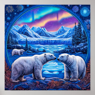 Poster Scène de spectacle de glace des ours polaires