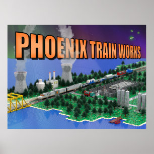 Poster Scène de train et de centrale nucléaire PTW Atomic
